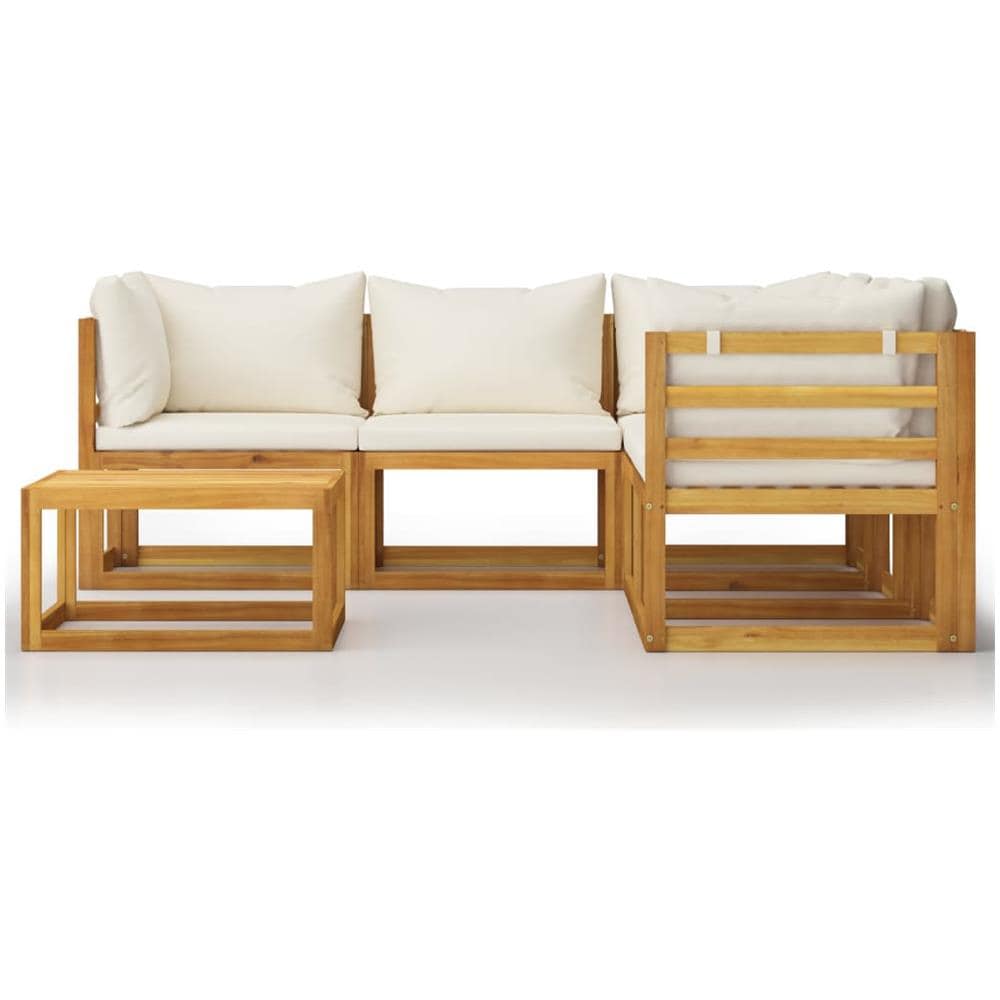 Set Divani da Giardino 6 pz con Cuscini Crema Massello Acacia - Foto 2