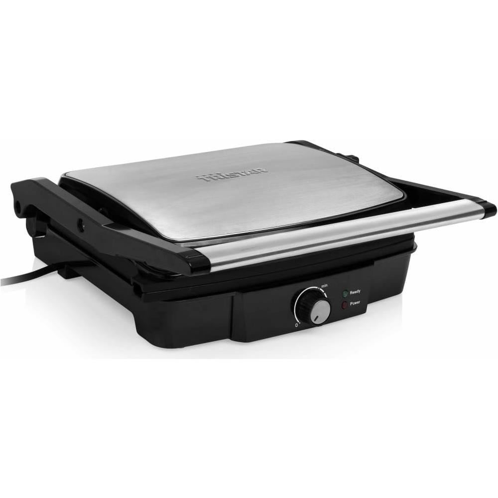 GR-2853 - Griglia a contatto con apertura a 180°, superficie di cottura 29 x 23,5 cm, utilizzabile anche come griglia da tavolo, 2000 Watt, colore: Nero - Foto 1