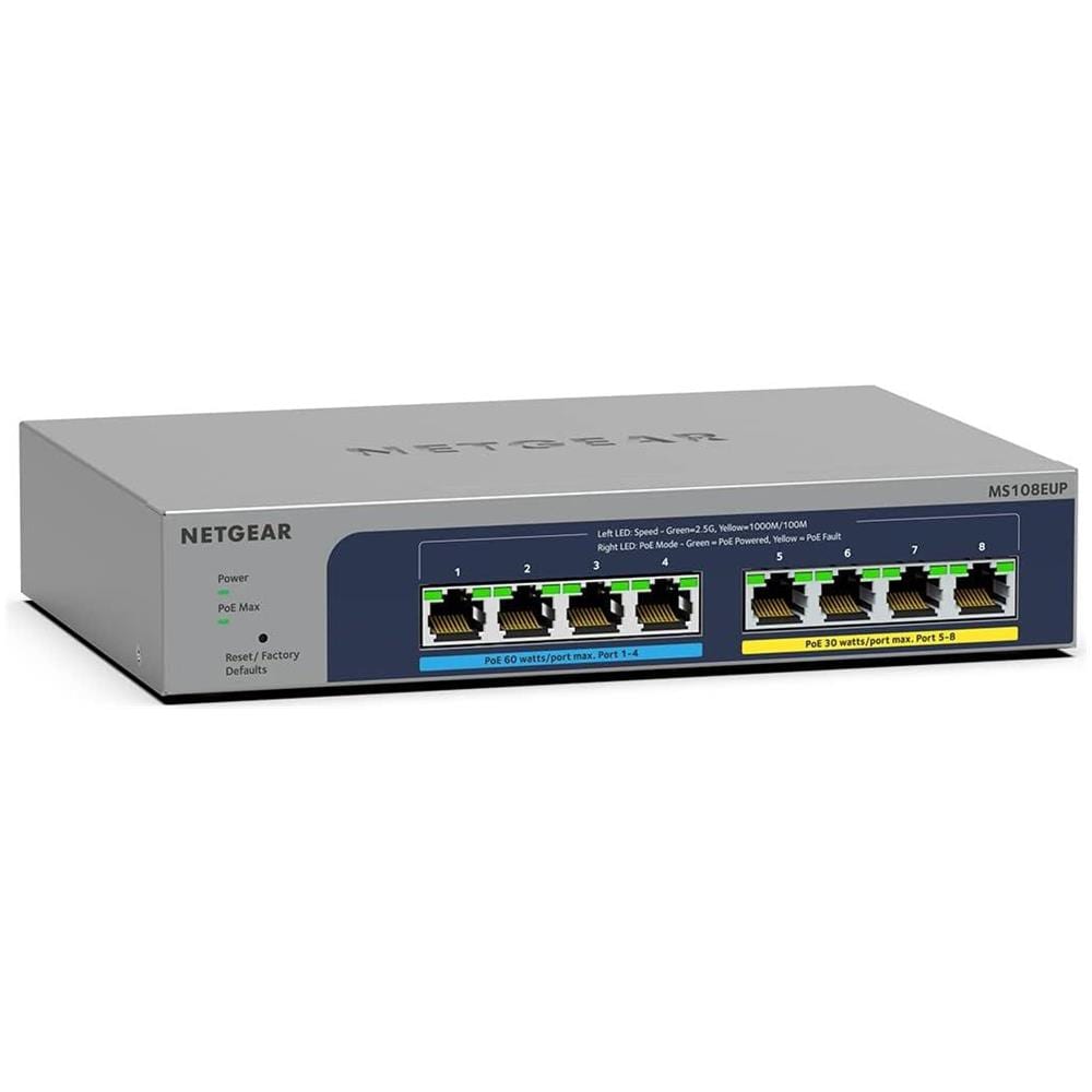Swithc di Rete MS108EUP Gestito L2/L3 8 Porte PoE RJ-45 Colore Grigio - Foto 1