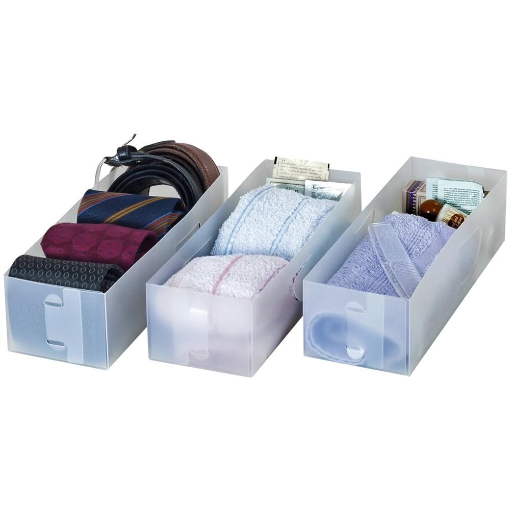 Set Organizer Per Cassetti Small, 3 Pezzi 10,5x30x8 cm Bianco - Foto 1