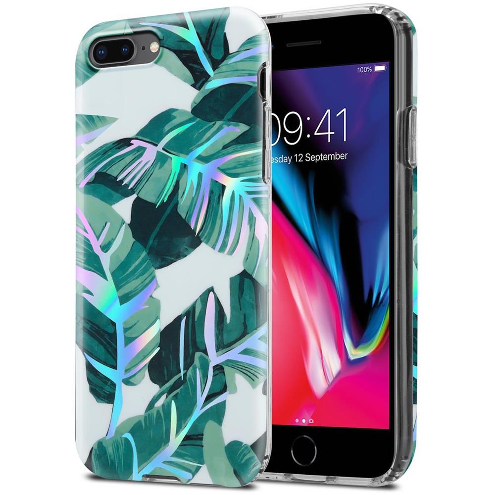 Custodia Compatibile Con Apple Iphone 8 Plus / 7 Plus / 7s Plus Con Foglie Di Banana - Coperchio Protettivo In Silicone Tpu Con Motivo Floreale - Foto 1