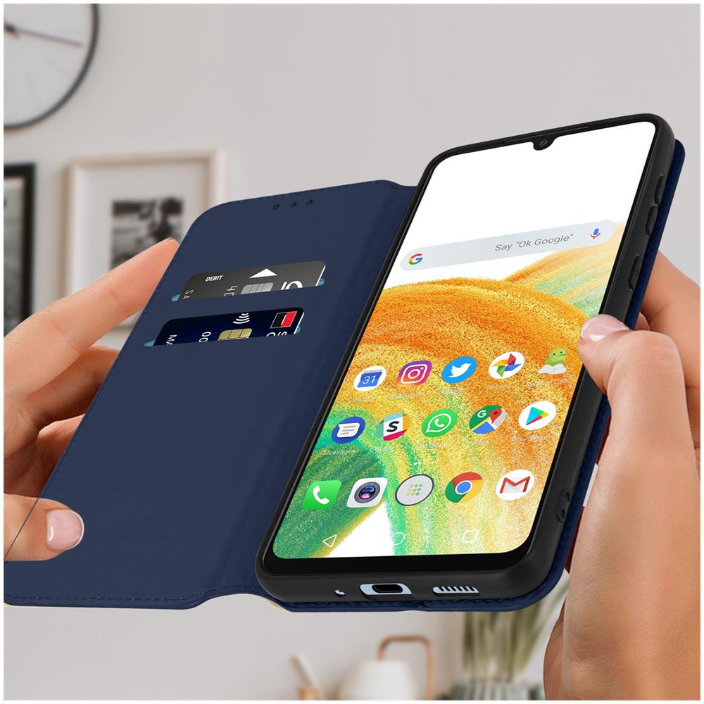 Custodia Samsung Galaxy A33 5g Portafoglio Funzione Supporto Video Blu - Foto 2