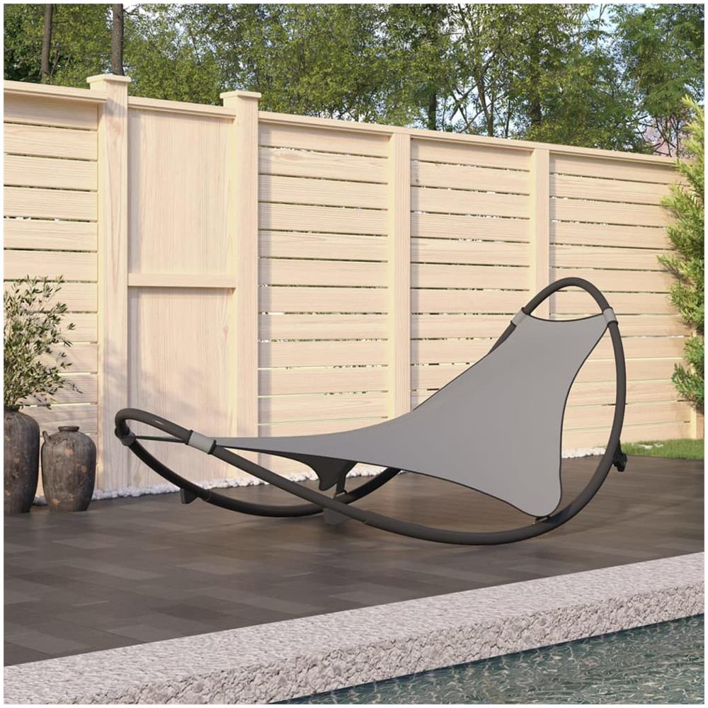 Lettino a Dondolo Prendisole Ruote in Acciaio Textilene Grigio - Foto 1