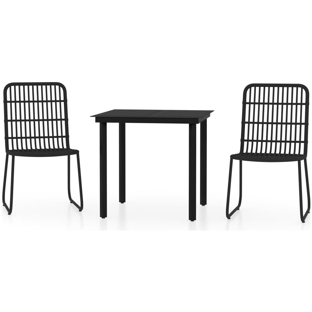 Set Mobili Da Pranzo Per Giardino 3 Pz Nero - Foto 2