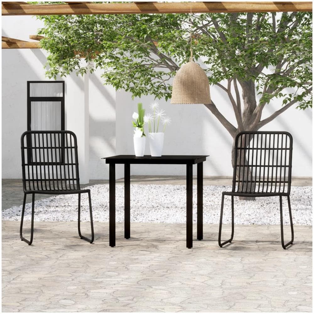 Set Mobili Da Pranzo Per Giardino 3 Pz Nero - Foto 1