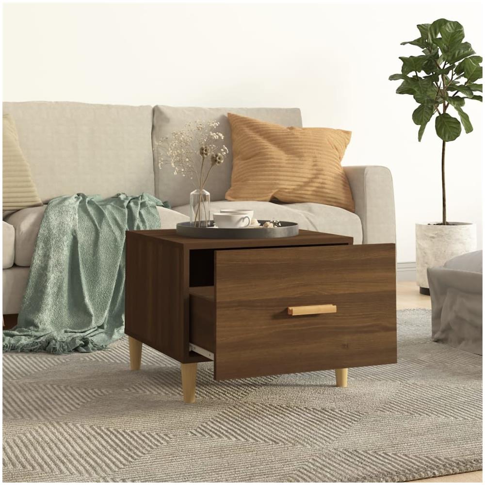 Tavolino Da Salotto Rovere Marrone 50x50x40cm Legno Multistrato - Foto 3