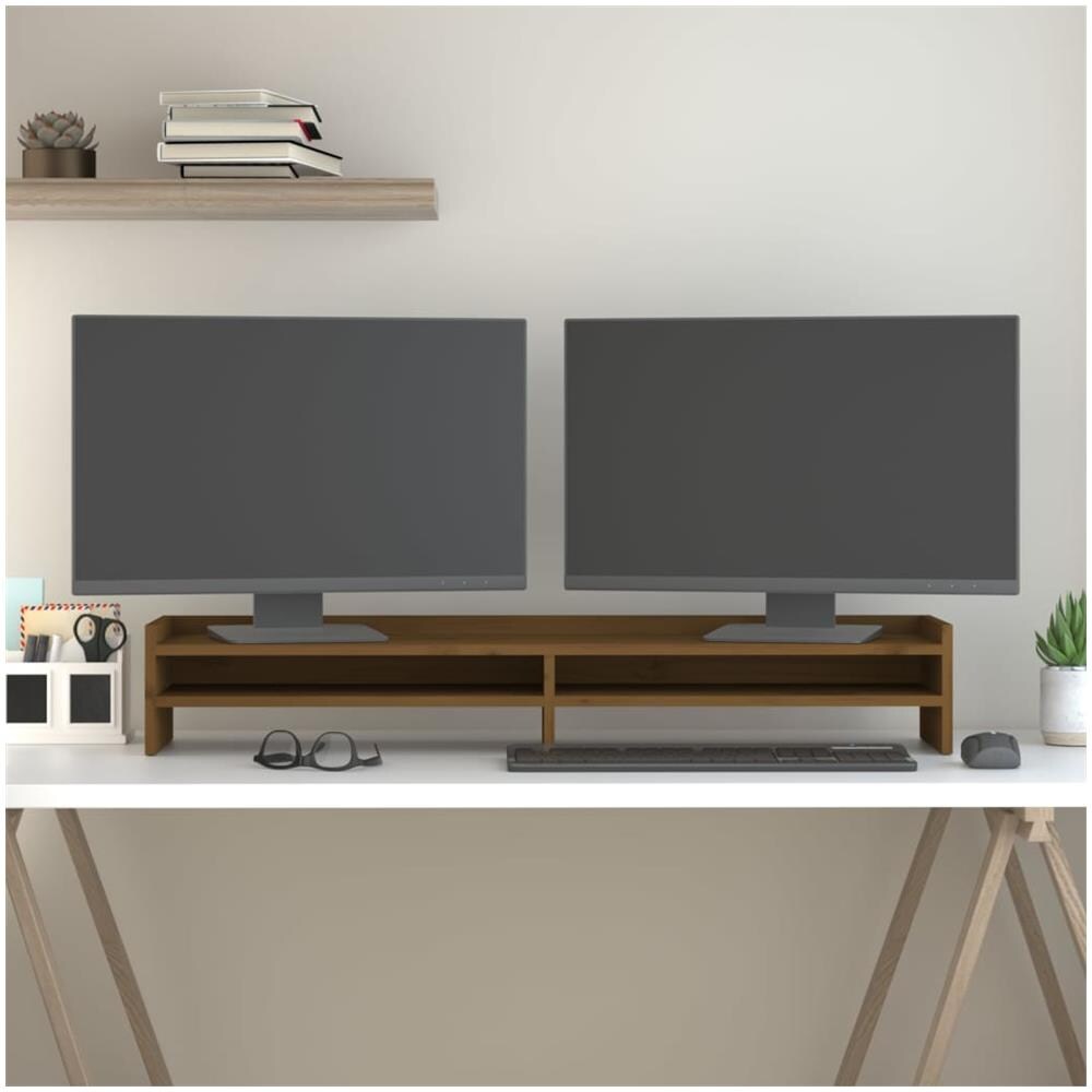 Supporto Per Monitor Miele 100x24x16 Cm Legno Massello Di Pino - Foto 1