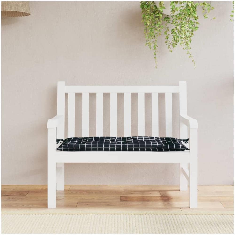 Cuscino Per Panca Motivo A Quadri Nero 100x50x7 Cm Tessuto - Foto 1