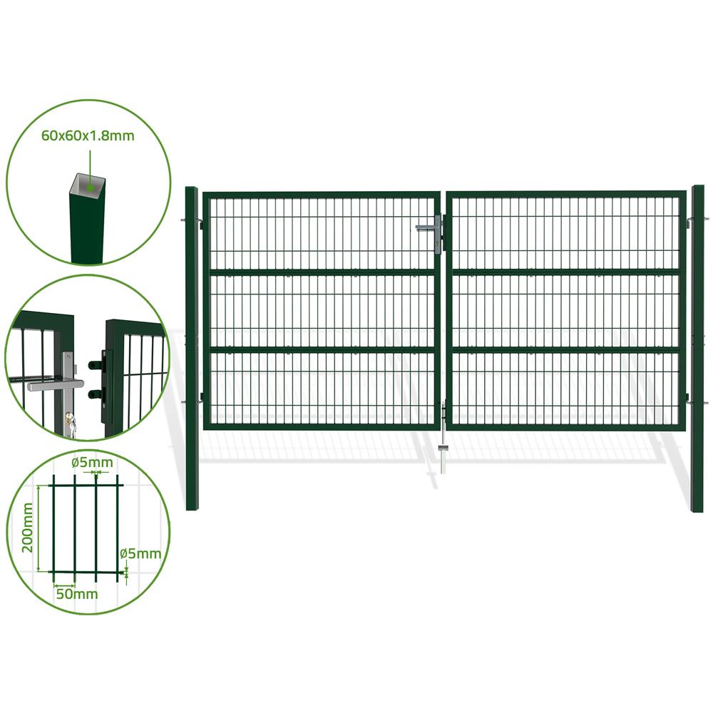 Cancello A Battente In Rete Metallica 3m Razo 300b140 Verde - Foto 1