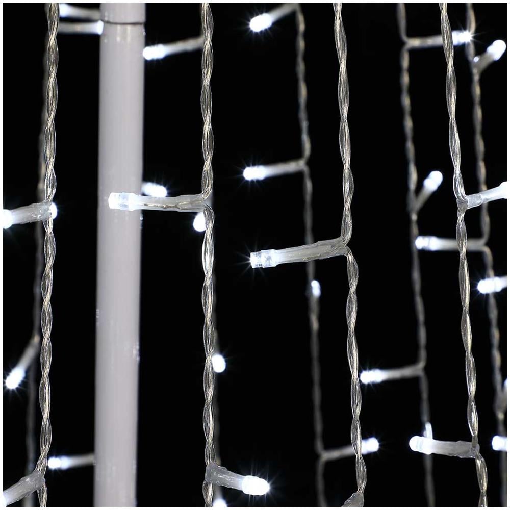 Albero Natale Luminoso 220cm 592 Led Bianco Freddo 8 Giochi Luce Metallo Esterno - Foto 2
