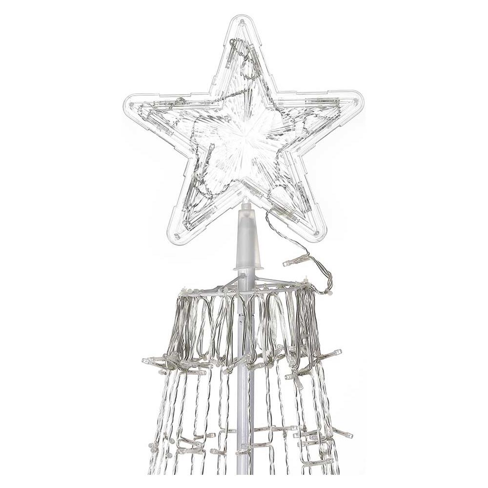 Albero Natale Luminoso 220cm 592 Led Bianco Freddo 8 Giochi Luce Metallo Esterno - Foto 5