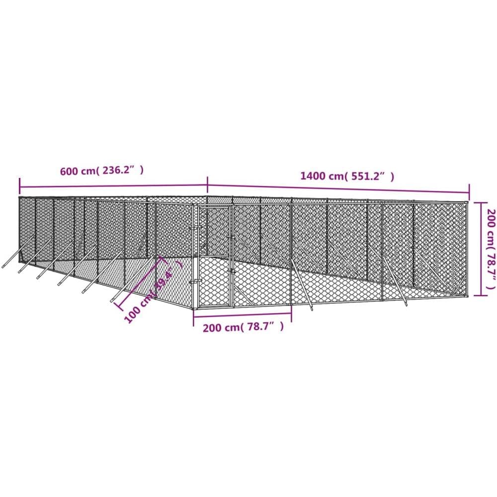 Cuccia Per Cani Da Esterno Argento 6x14x2 M In Acciaio Zincato - Foto 3