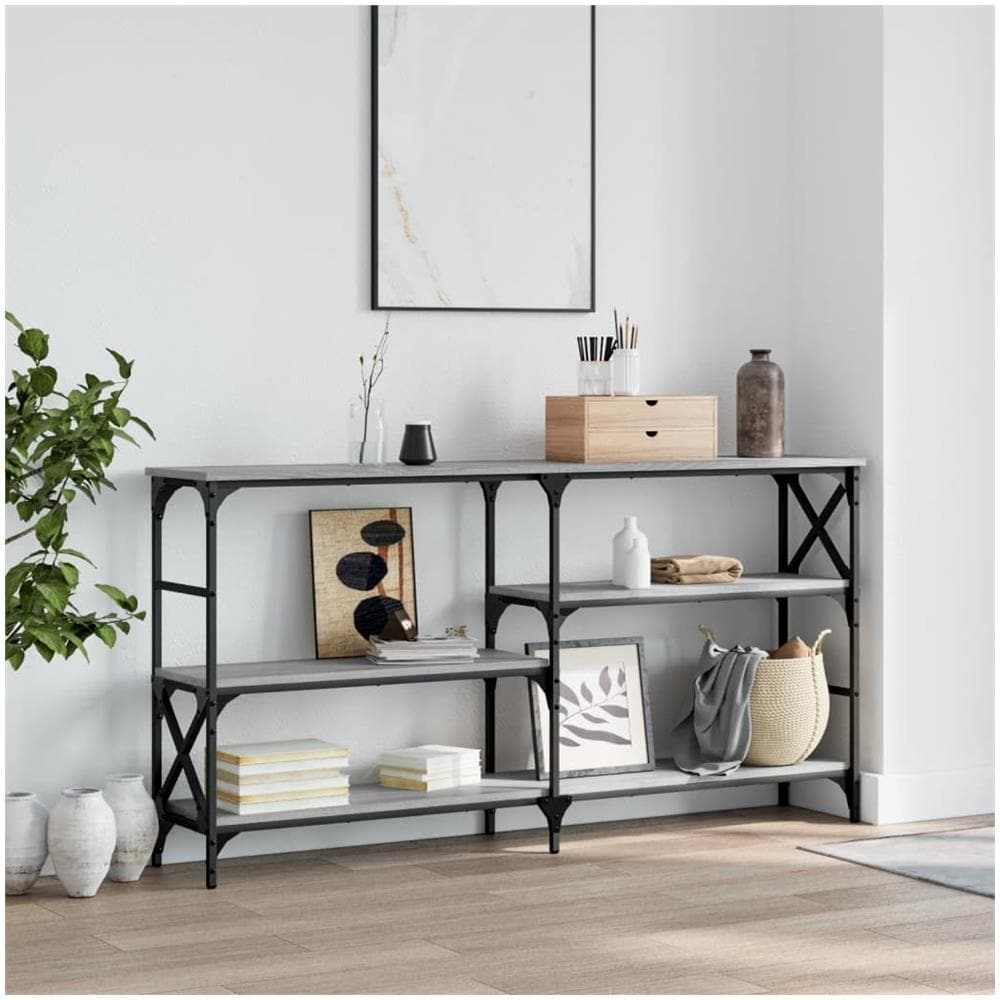 Tavolo Consolle Grigio Sonoma 150x29x76,5 Cm Legno Multistrato - Foto 1