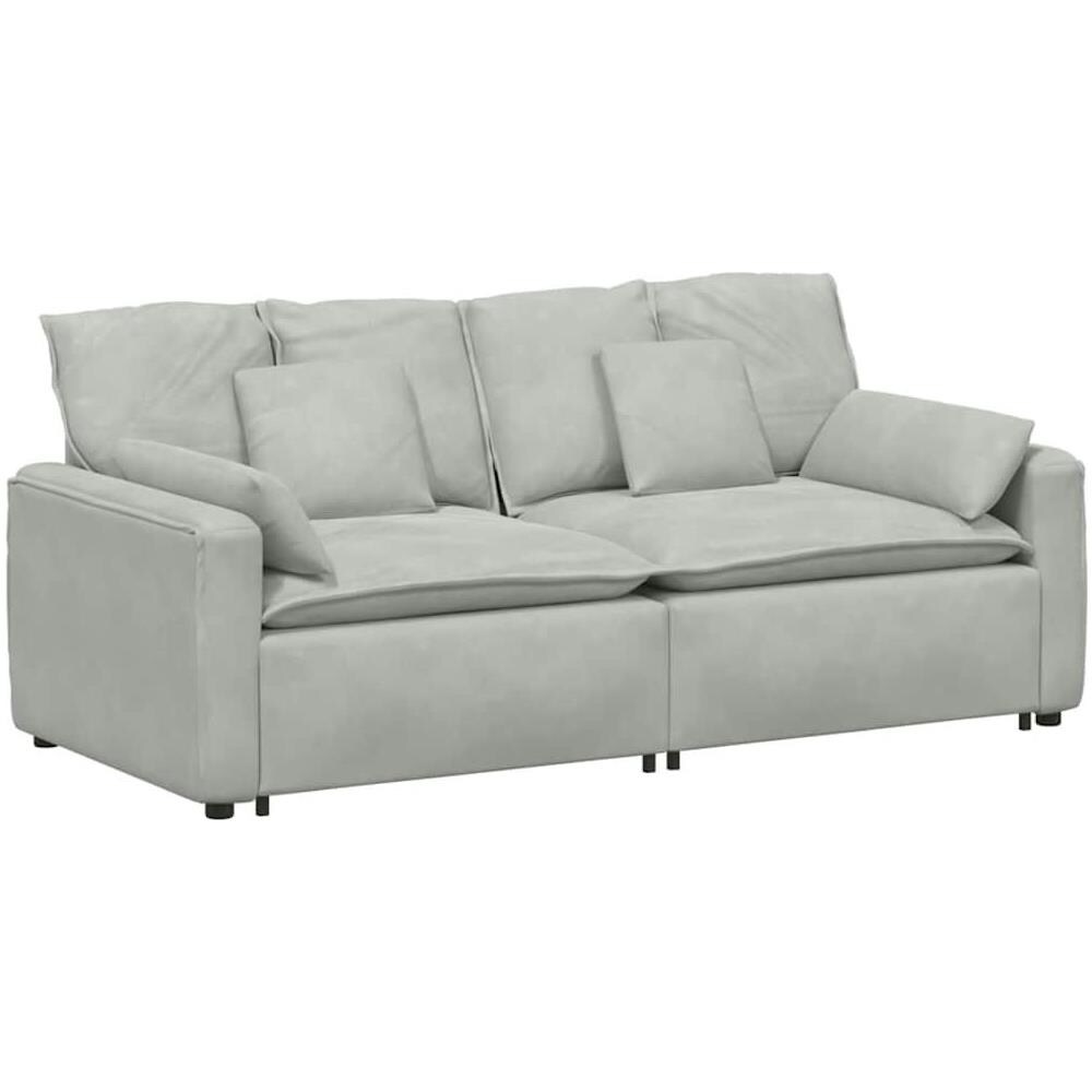 Divano Modulare con Cuscini Grigio Chiaro - Foto 1