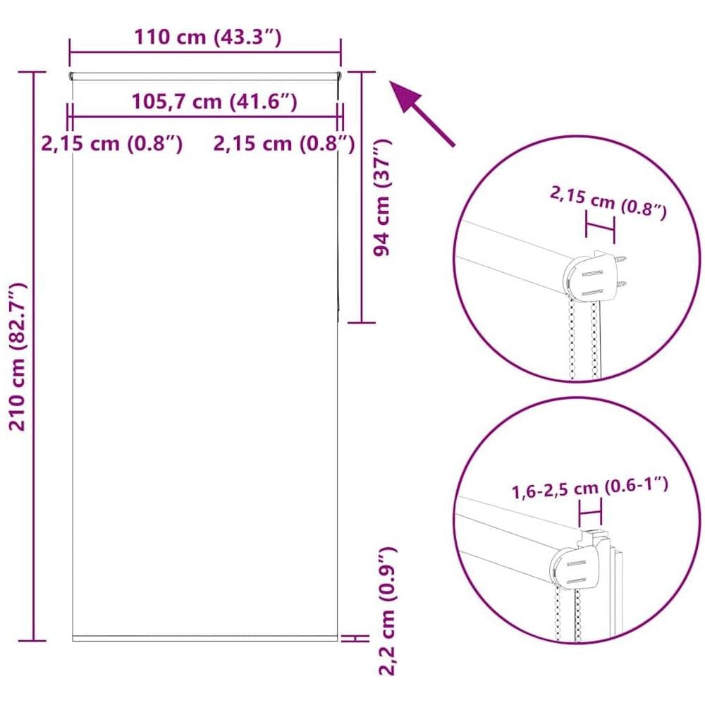 Tenda a Rullo Oscurante 110x210 cm Larghezza Tessuto 105,7 cm - Foto 10