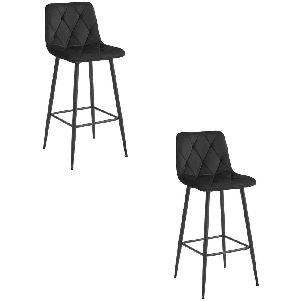Sgabello da bar in velluto nero KODA STOOL x2 - Foto 1