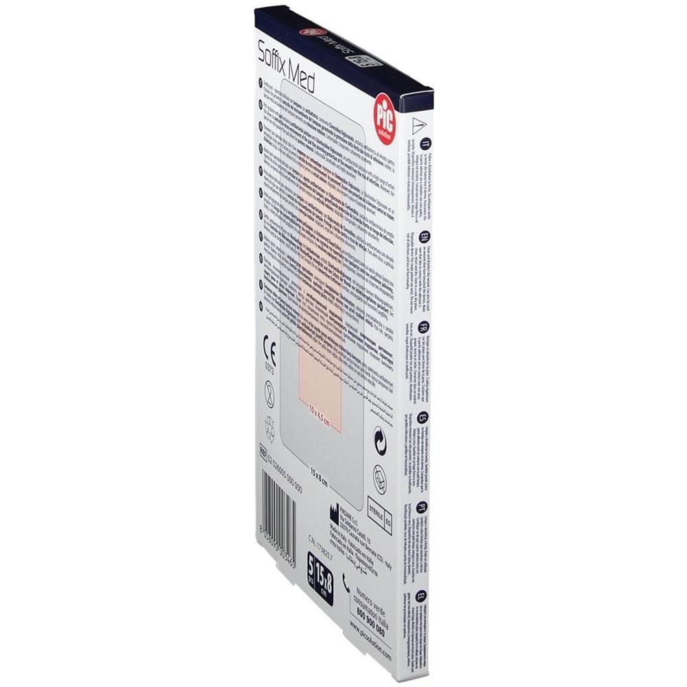 Cerotto Pic Soffix Med in Tnt con Tampone Centrale Assorbente Sterile Monouso 15X8 cm Antibatterico 5 Pezzi - Foto 1