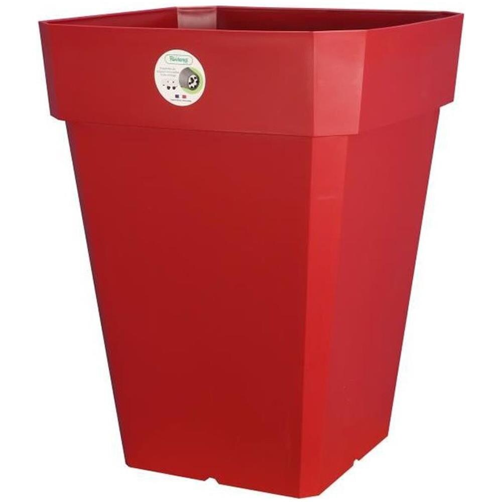 Pot De Fleurs Carr Soleilla En Plastique - 49 X 49 X H 50 Cm - 65 L - Rouge - Foto 2