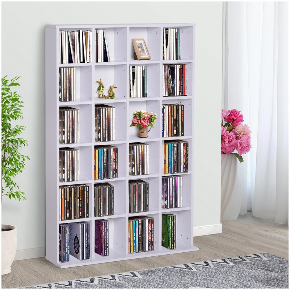 Mobile Libreria In Legno 24 Scomparti, Bianco, 130.5x89x20cm - Foto 8