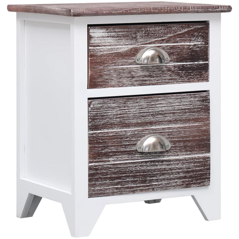 Comodino Marrone E Bianco 38x28x45 Cm In Legno Di Paulonia - Foto 1