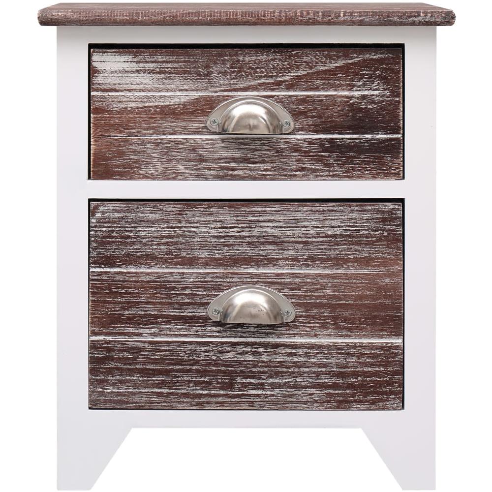Comodino Marrone E Bianco 38x28x45 Cm In Legno Di Paulonia - Foto 2