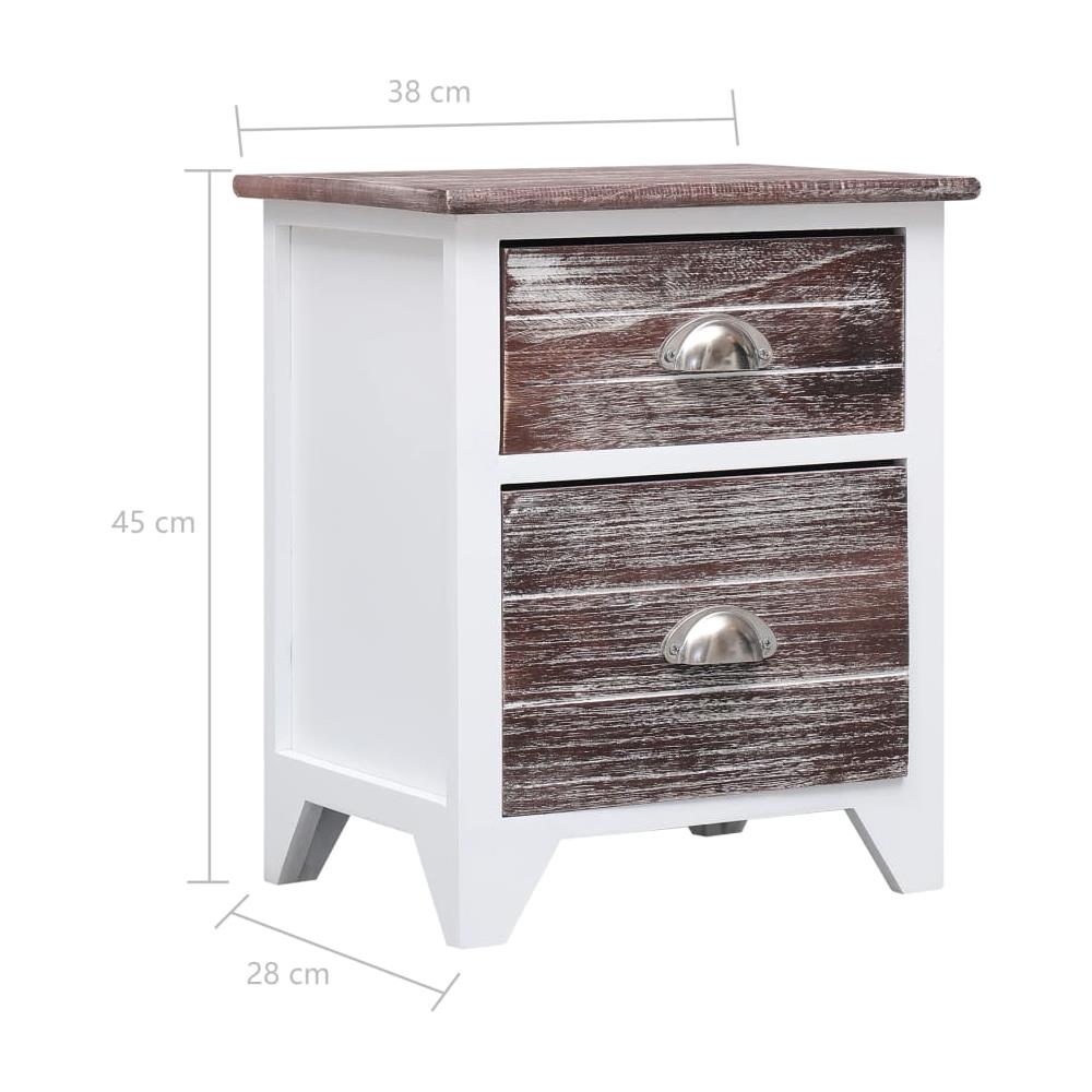 Comodino Marrone E Bianco 38x28x45 Cm In Legno Di Paulonia - Foto 6