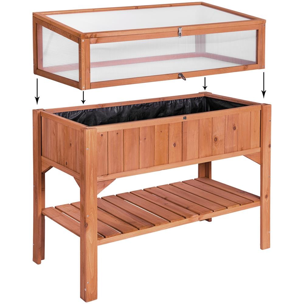 Fioriera Con Ripiano E Alzata Per Letto Caldo 119 X 53 X 124 Cm - Marrone - Foto 2