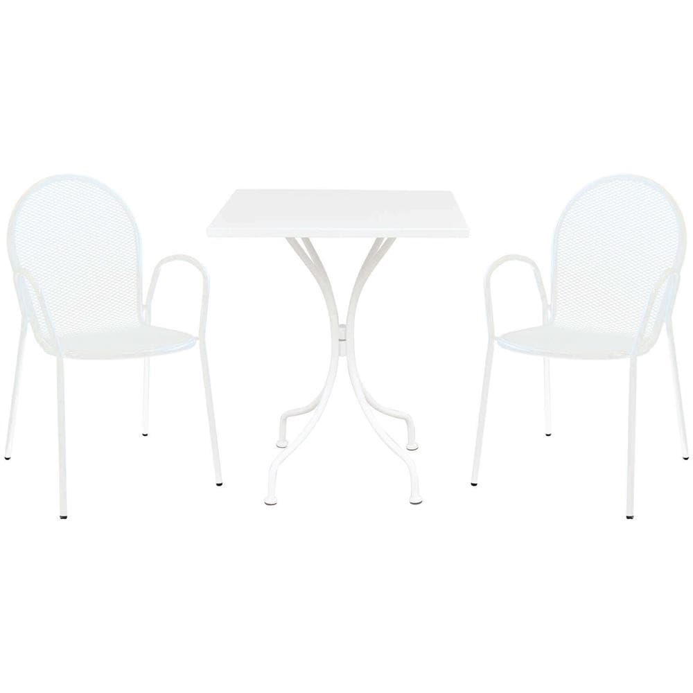 Romanus - Set Tavolo In Metallo Cm 60 X 60 X 72 H Con 2 Poltrone Maris - Foto 1