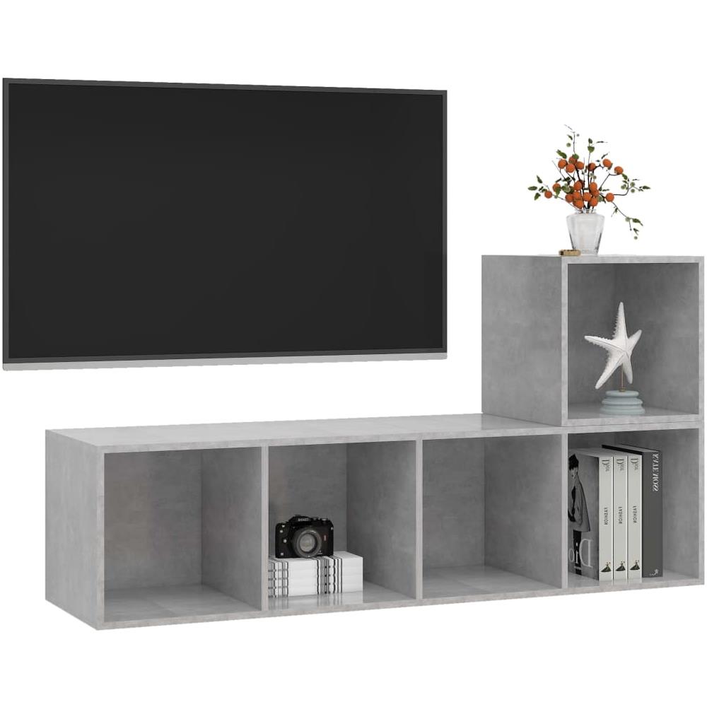 Set Porta TV 2 pz Grigio Cemento in Truciolato - Foto 2