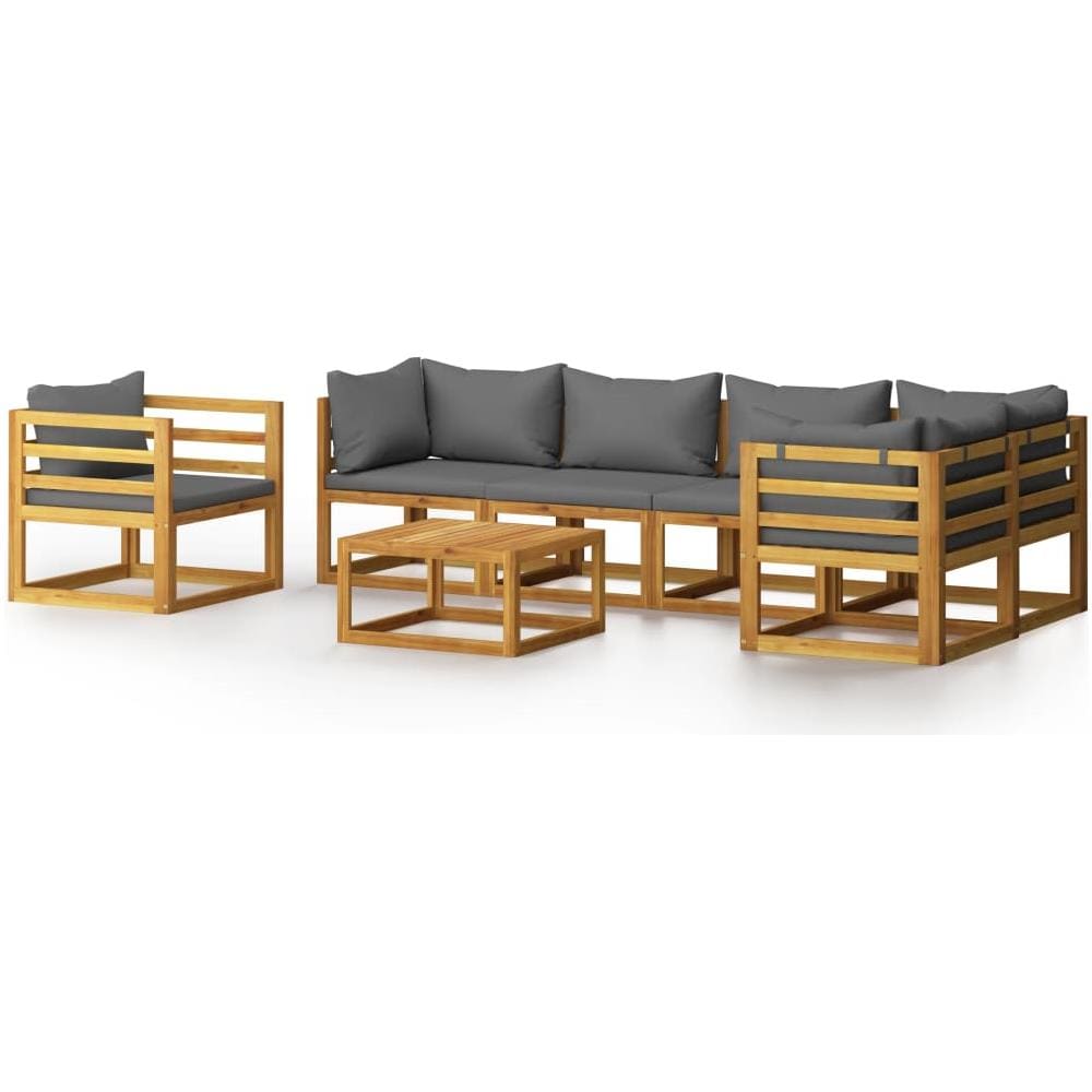 Set Divani da Giardino 7 pz con Cuscini in Massello di Acacia - Foto 1