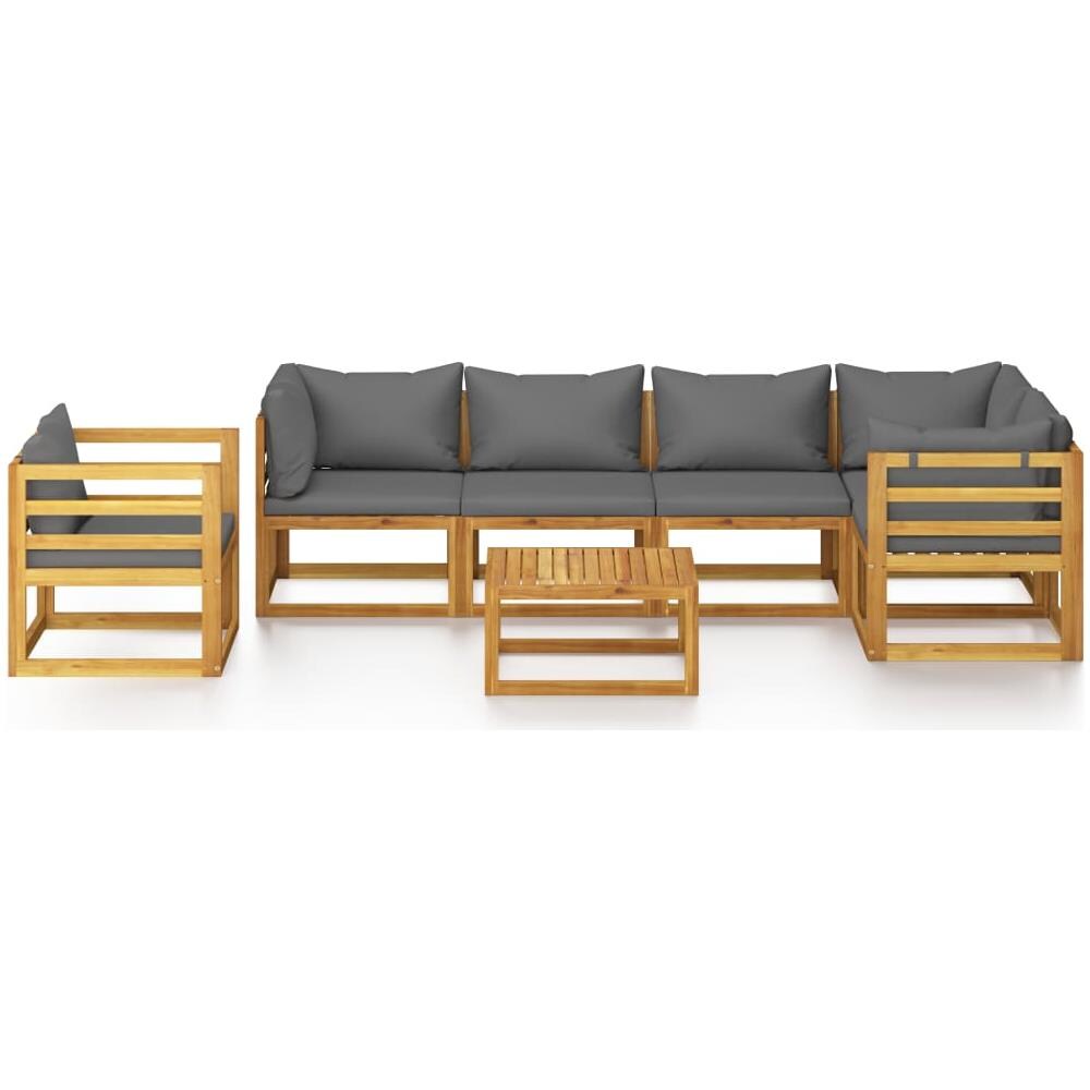 Set Divani da Giardino 7 pz con Cuscini in Massello di Acacia - Foto 2