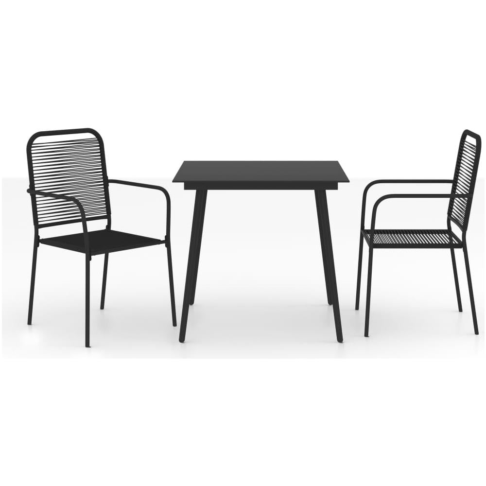 Set Da Pranzo Da Esterni 3 Pz In Corda Di Cotone E Acciaio Nero - Foto 1