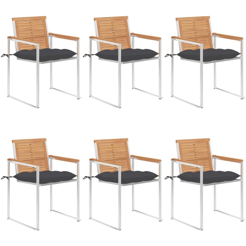 Sedie Da Giardino Con Cuscini 6 Pz In Legno Massello Di Teak - Foto 1
