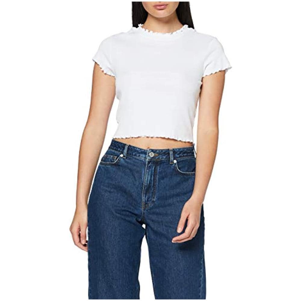 T-shirt Ladies Cropped Rib Tee, White, M Donna - Foto 1