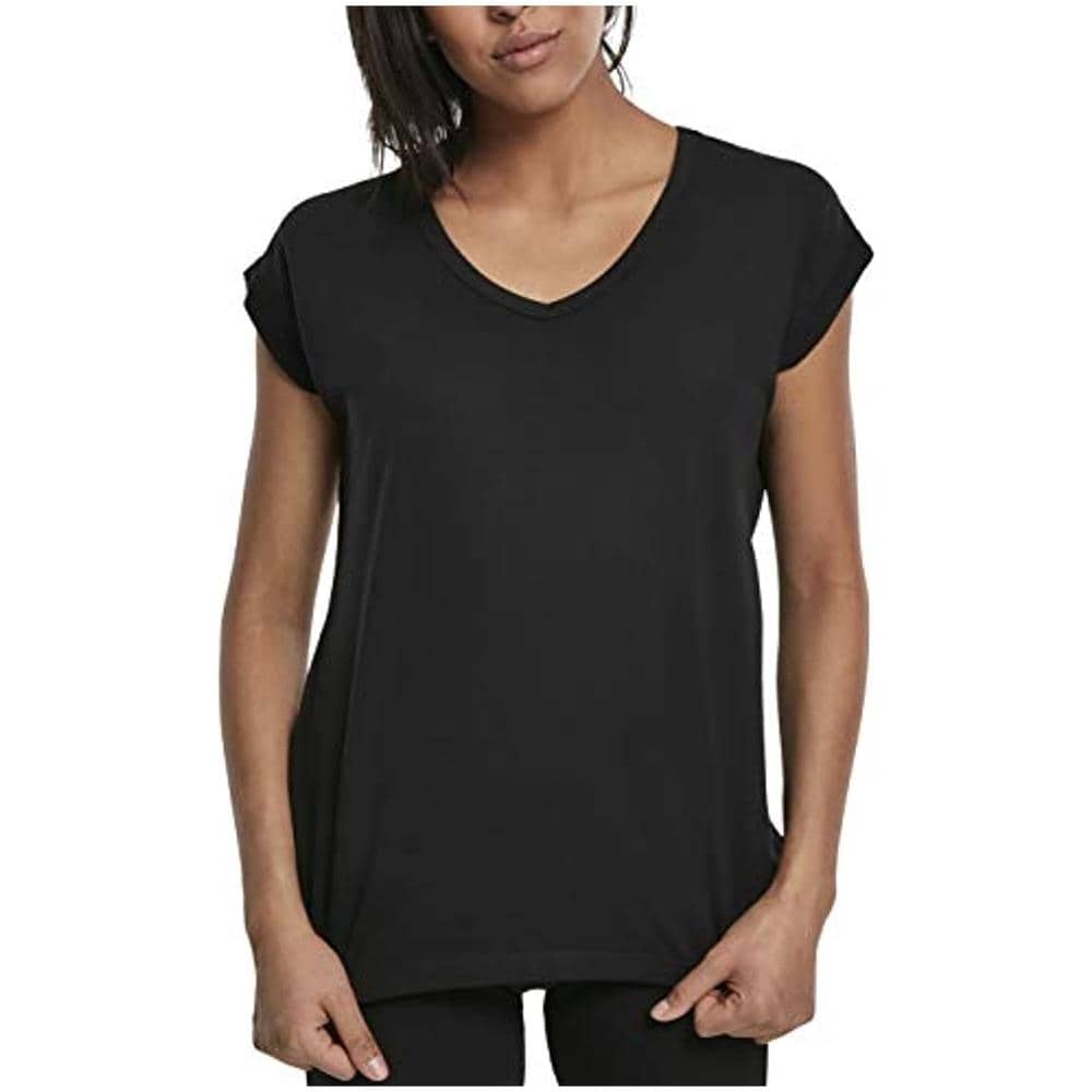 Ladies Round V-neck Extended Shoulder Tee T-shirt, Nero (black 00007), Xxxx-large Donna - Foto 1