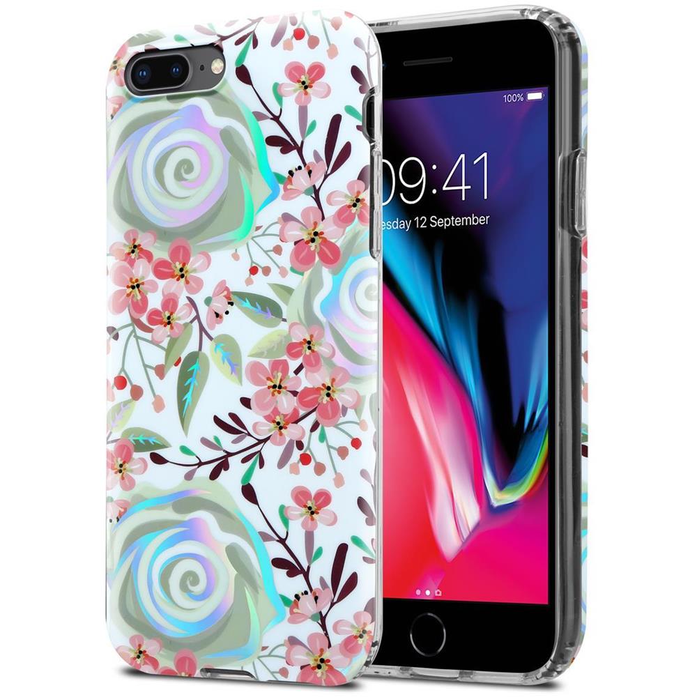 Custodia Compatibile Con Apple Iphone 8 Plus / 7 Plus / 7s Plus Con Fiori Di Pesca - Coperchio Protettivo In Silicone Tpu Con Motivo Floreale - Foto 1