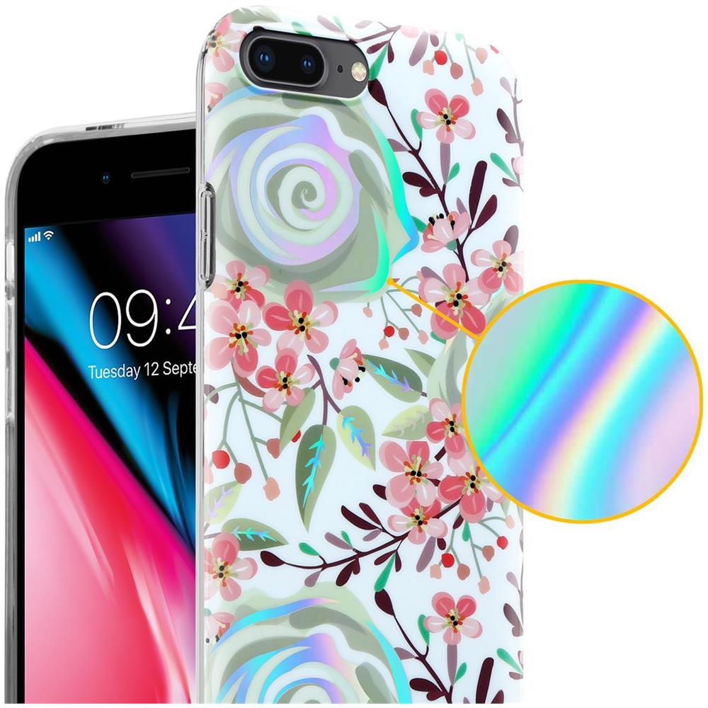 Custodia Compatibile Con Apple Iphone 8 Plus / 7 Plus / 7s Plus Con Fiori Di Pesca - Coperchio Protettivo In Silicone Tpu Con Motivo Floreale - Foto 2