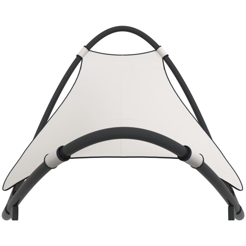 Lettino a Dondolo Prendisole e Ruote in Acciaio Textilene Crema - Foto 3