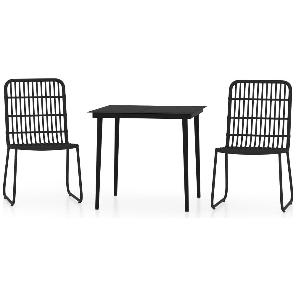 Set Mobili Da Pranzo Per Giardino 3 Pz Nero - Foto 2