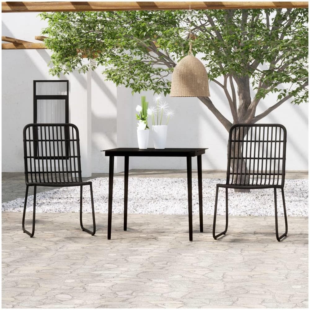 Set Mobili Da Pranzo Per Giardino 3 Pz Nero - Foto 1