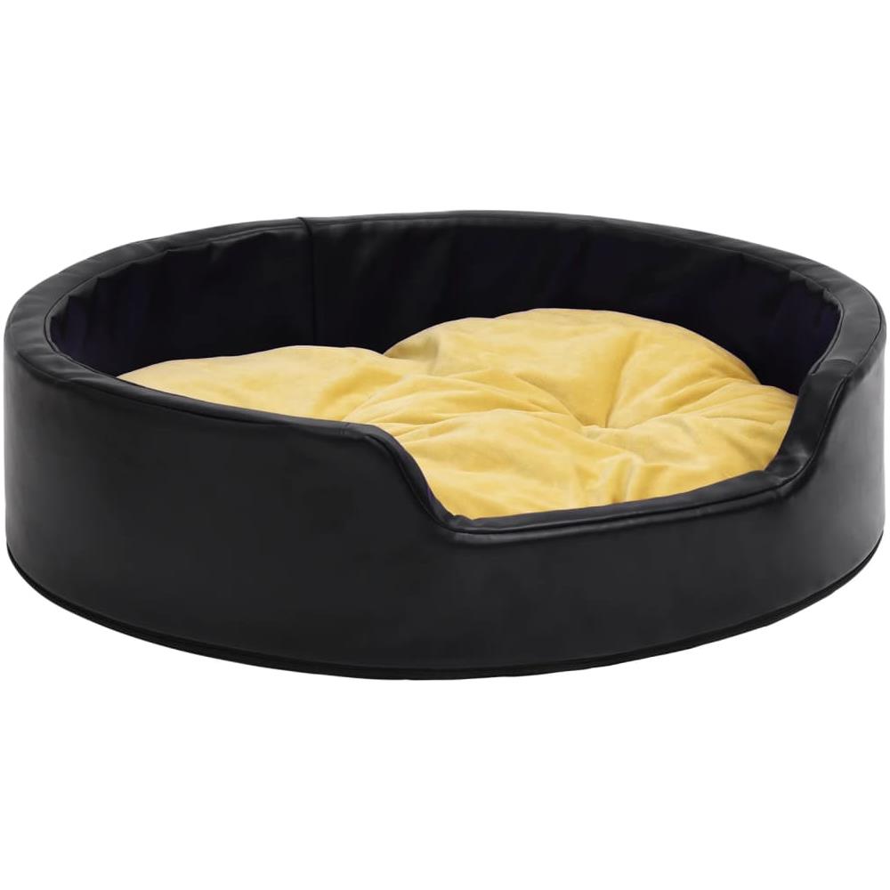Lettino Per Cani Nero E Giallo 99x89x21 Cm Peluche E Similpelle - Foto 1