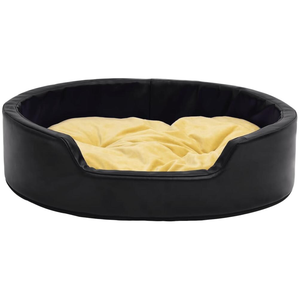 Lettino Per Cani Nero E Giallo 99x89x21 Cm Peluche E Similpelle - Foto 2