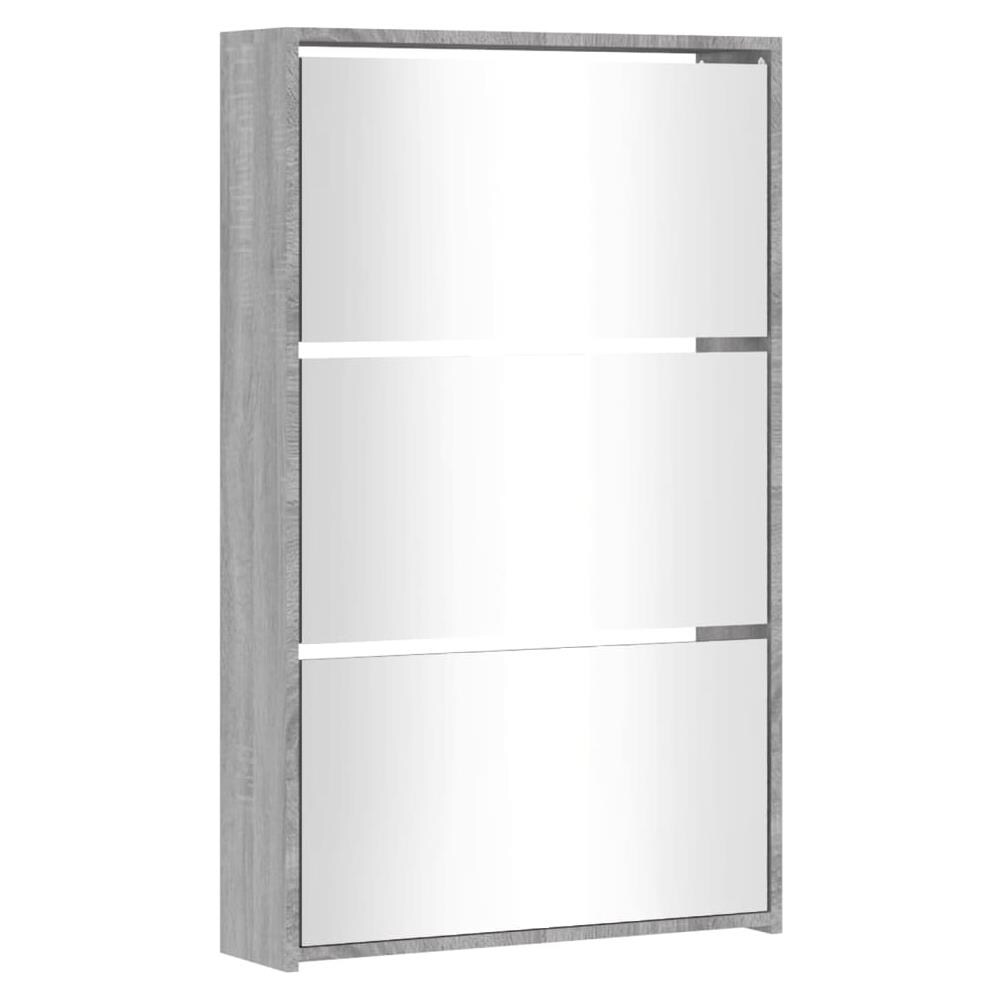 Scarpiera Con Specchio A 3 Livelli Grigio Sonoma 63x17x102,5 Cm - Foto 3