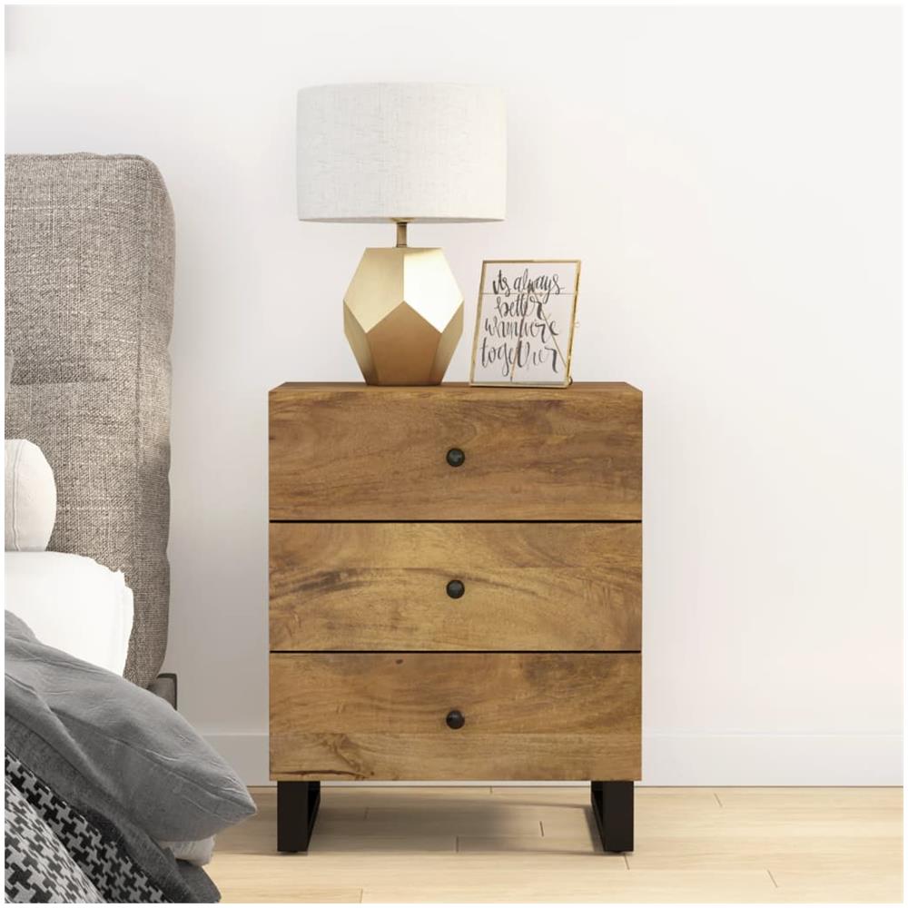 Comodino 50x33x62cm Legno Massello Di Mango E Legno Multistrato - Foto 1