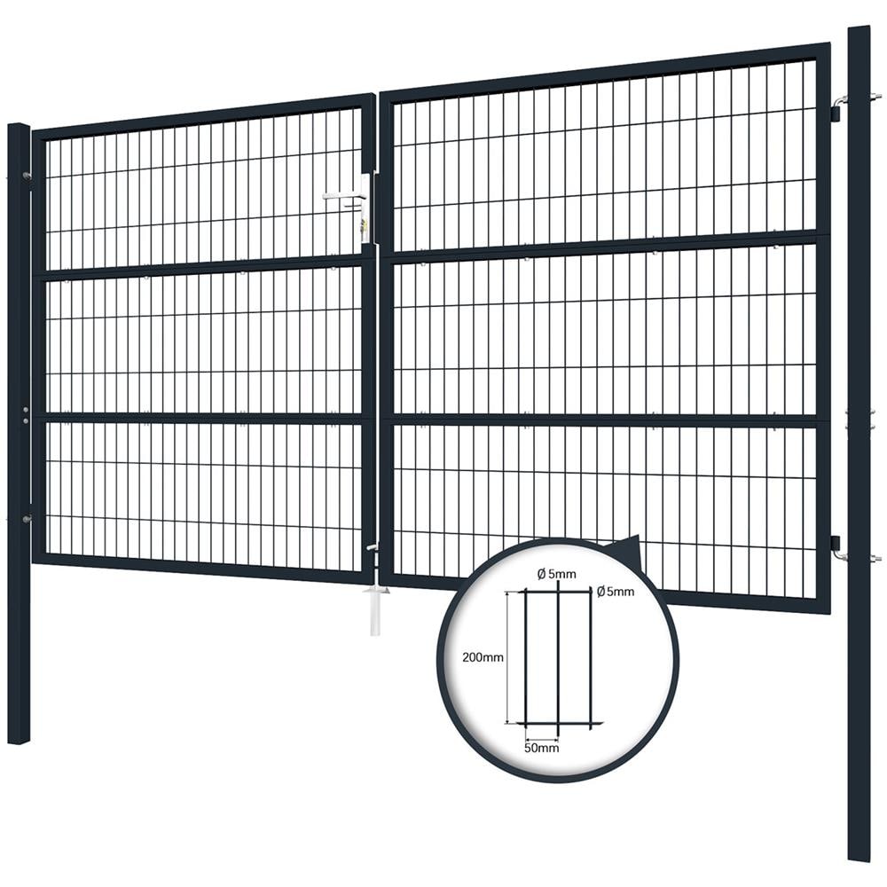 Cancello A Battente In Rete Metallica 3m Razo 300b160 Grigio - Foto 2