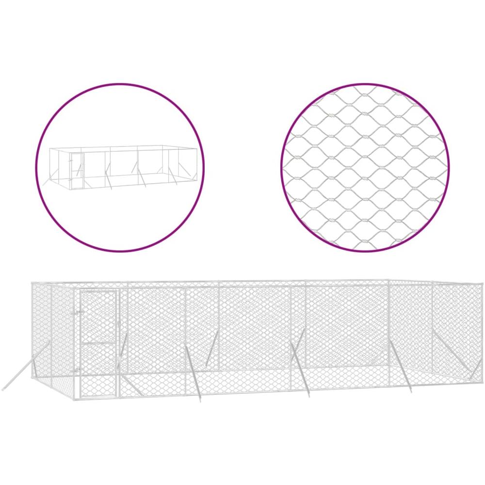 Cuccia Per Cani Da Esterno Argento 8x4x2 M In Acciaio Zincato - Foto 1