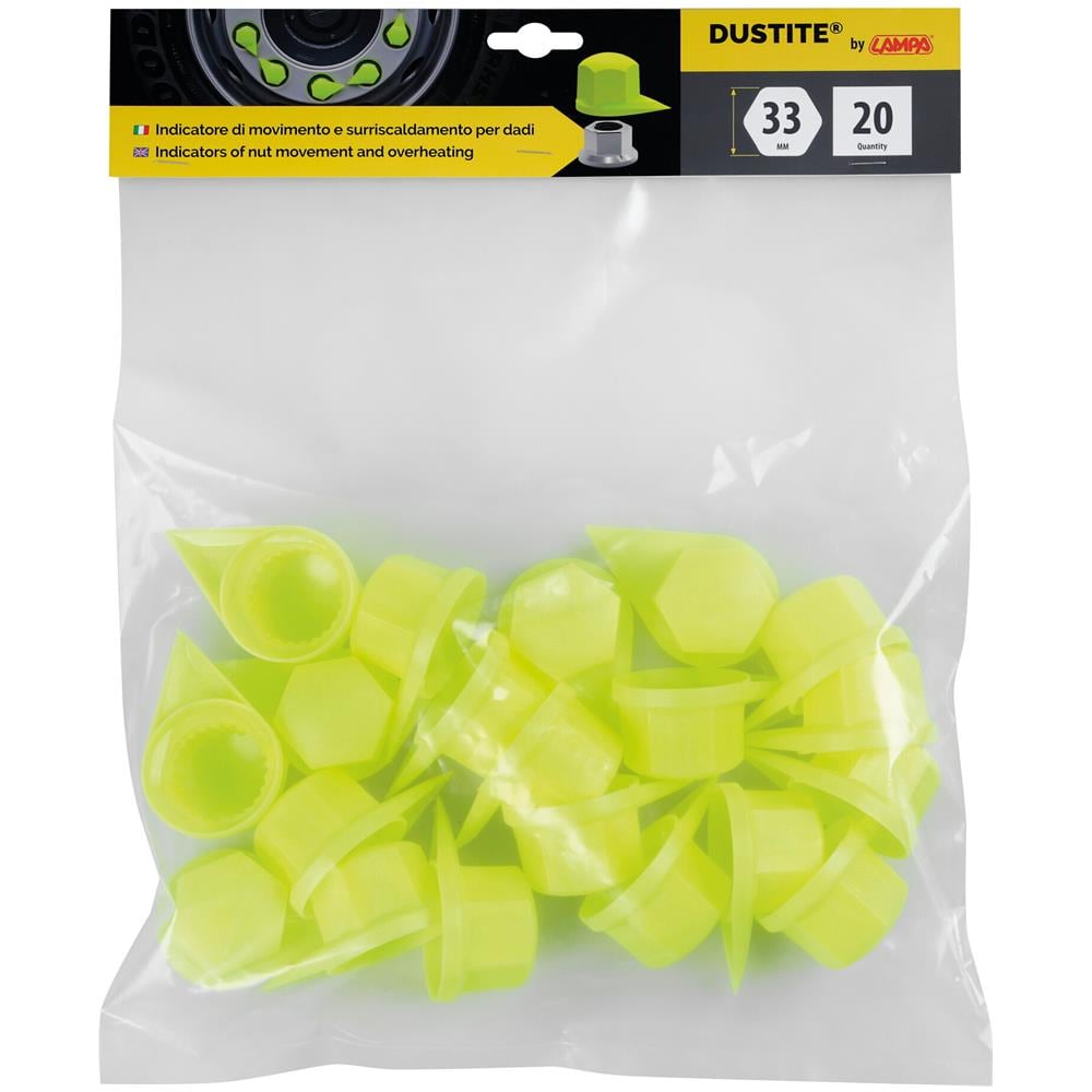 Dustite?, Indicatori Di Serraggio Per Dado Ruota Con Cappuccio Antipolvere, Set 20 Pz - 33 Mm - Giallo Fluo - Foto 2