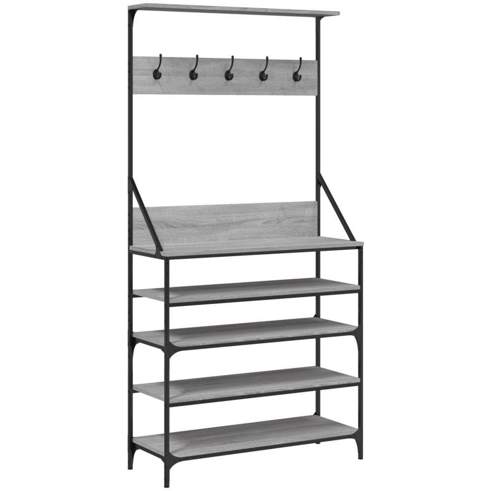 Appendiabiti Con Porta Scarpe Grigio Sonoma 90x34x184 Cm - Foto 2