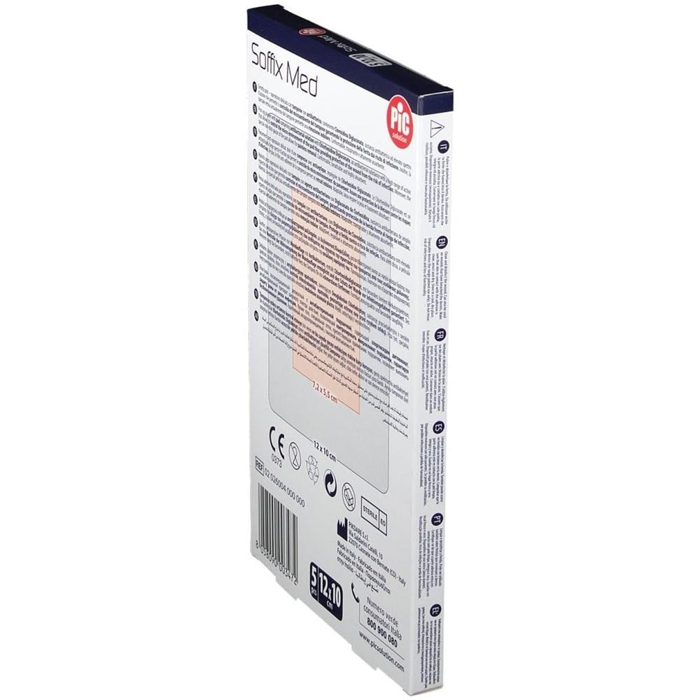 Cerotto Pic Soffix Med in Tnt con Tampone Centrale Assorbente Sterile Monouso 10X12 cm Antibatterico 5 Pezzi - Foto 1