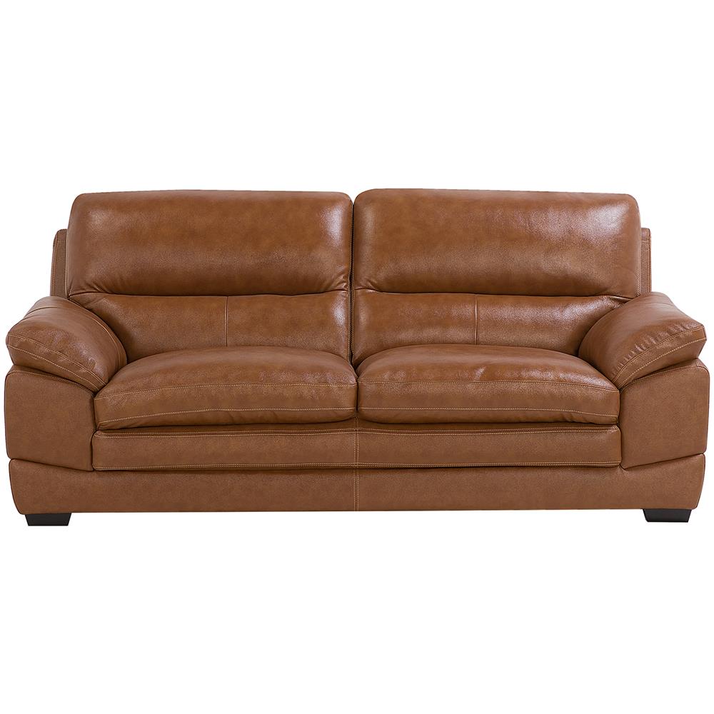 Set Divano E Poltrona In Pelle Ed Ecopelle Marrone Horten - Foto 2